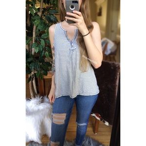 🌿 Beachy Striped Henley Essential Tank 🌿